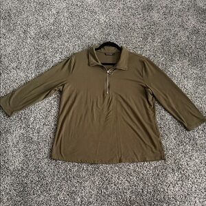 Olive Green Quarter-Zip Top